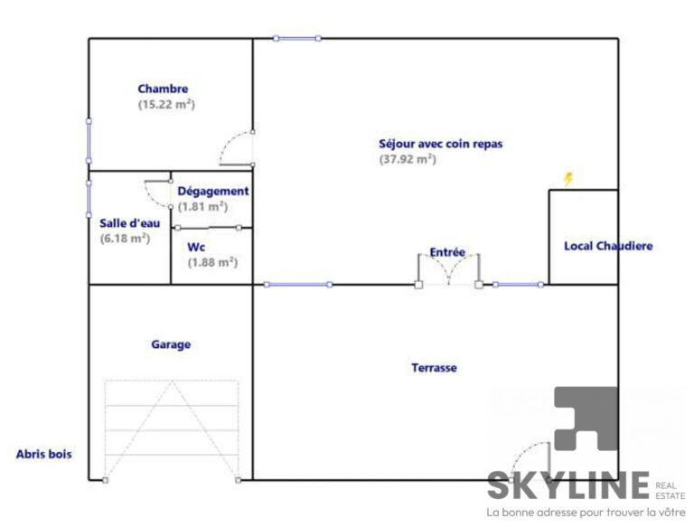 T2 rénové avec jardin (200m2 + terrasse 50m2) et stationnement
