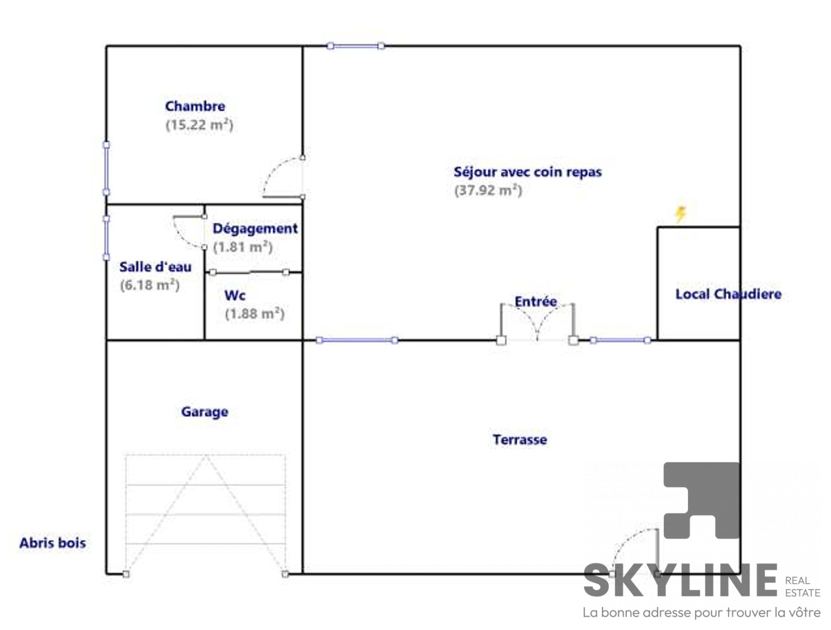 T2 rénové avec jardin (200m2 + terrasse 50m2) et stationnement